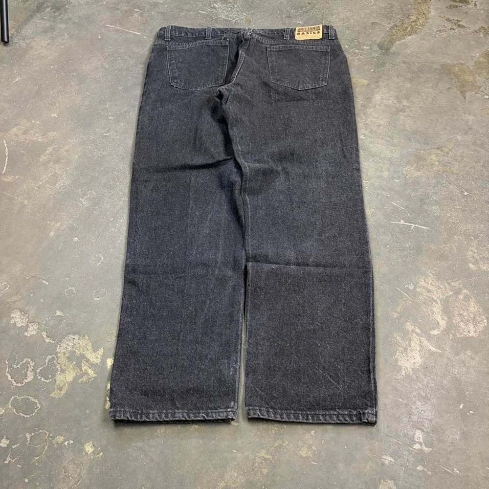 Vintage Brittania Basics Black Washed Baggy Jeans Mens 37x30 90s Denim